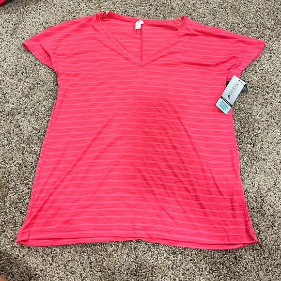 Ideology Women's V-Neck Short Sleeve, Shadow Stripe T-Shirt - Picture 2 of 3